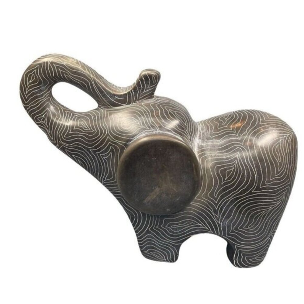 Vaneal Group Hand Crafted Kisii Soapstone Grey Elephant Figurine Made in Kenya